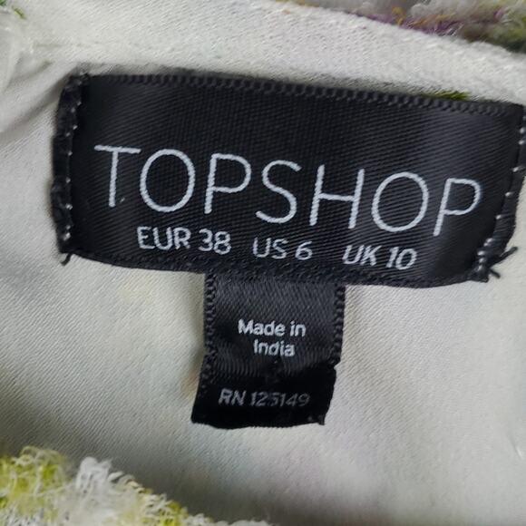 Topshop Cold Shoulder Midi Dress Frayed Lace Boho Floral Long Sleeve Cream 6 - Picture 6 of 9